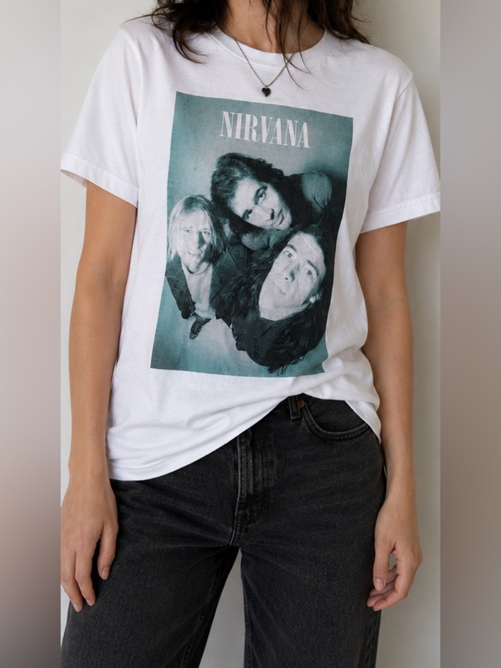 Nirvana Looking Up Graphic Band Tee Black 100% Cotton Unisex Size Large